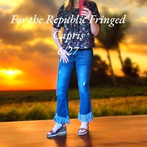 For The Republic Fringed Flare Hem Jeans Size:6/27 in dark blue/Reposh